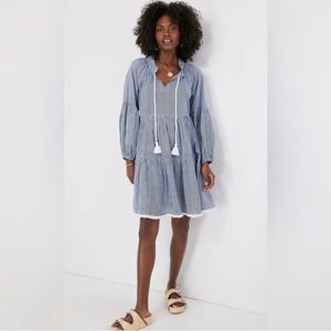 NWT Tuckernuck Nautical Navy and White Tie Neck Cover Up-Size Small